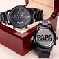 Montre Noir Gravure Papa Chasseur