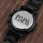 Montre Noir Gravure Papa Chasseur