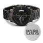 Montre Noir Gravure Papa Chasseur