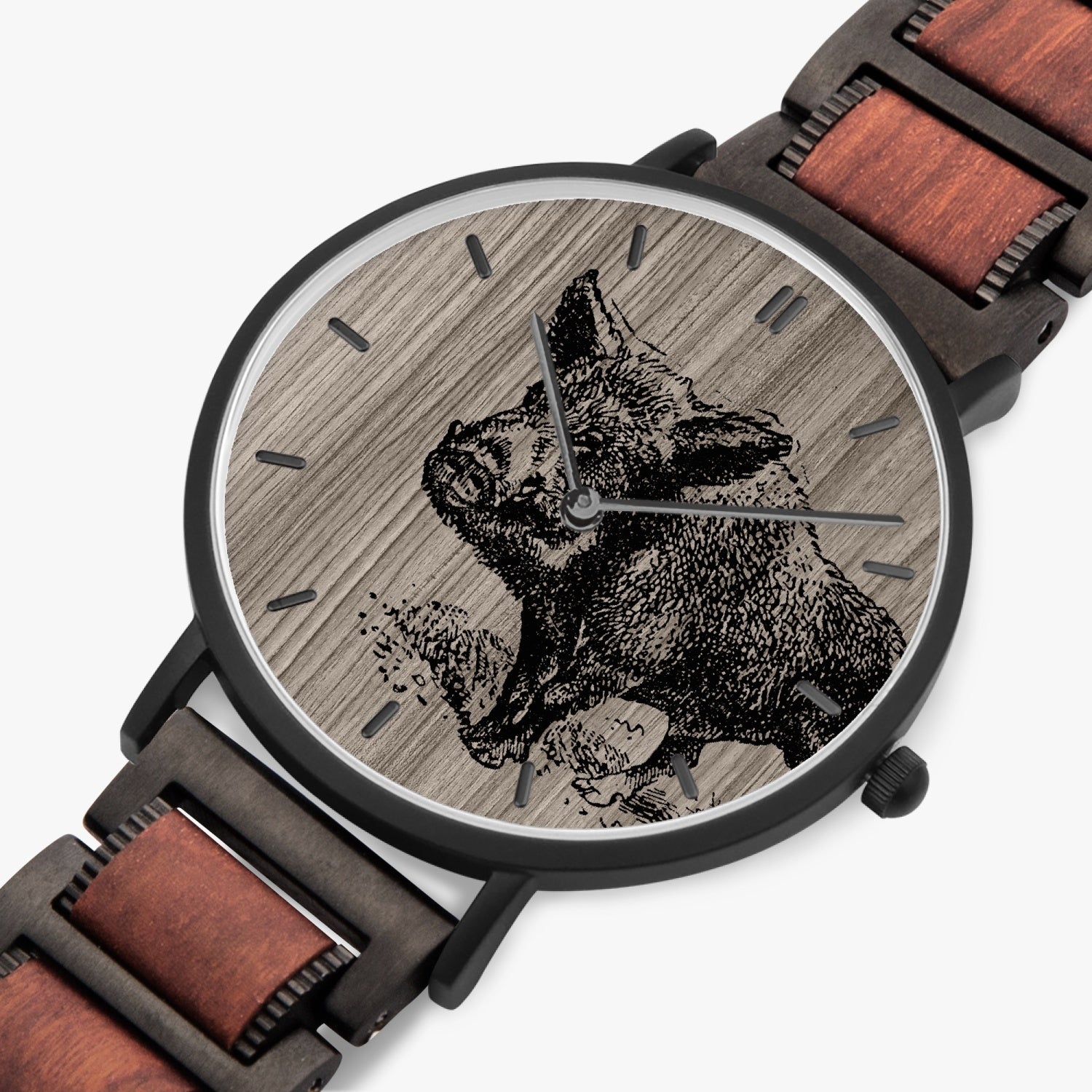 Sanglier Vintage Montre en Bois