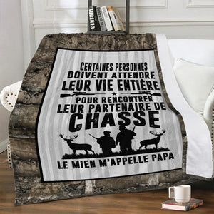 Mon Partenaire De Chasse M'appelle Papa Couverture Plaid Premium