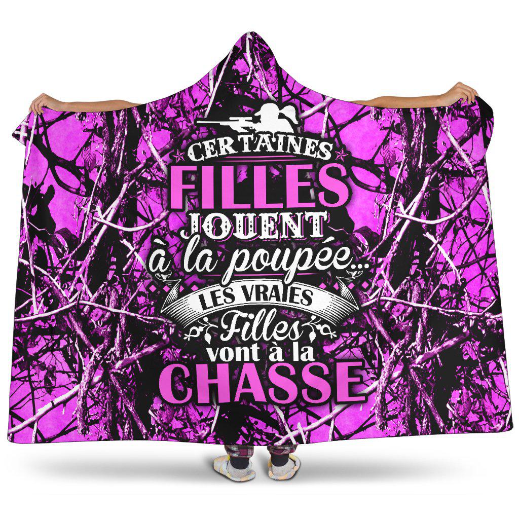 Vraies Filles Chasse Camo Mauve Couverture / Plaid À Capuche