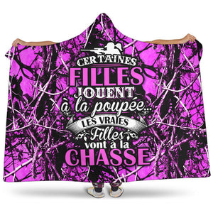 Vraies Filles Chasse Camo Mauve Couverture / Plaid À Capuche