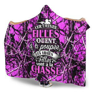 Vraies Filles Chasse Camo Mauve Couverture / Plaid À Capuche