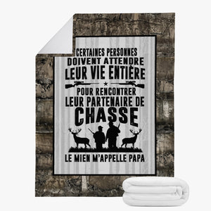 Mon Partenaire De Chasse M'appelle Papa Couverture Plaid Premium