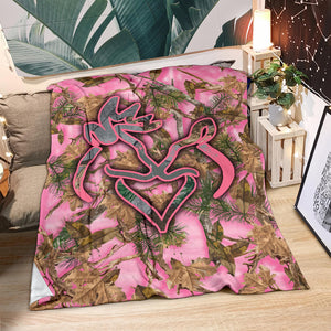 Buck Doe Camo Rose Couverture Plaid Premium