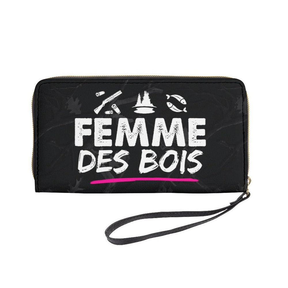 Femme Des Bois Portefeuille Long Avec Dragonne Noire