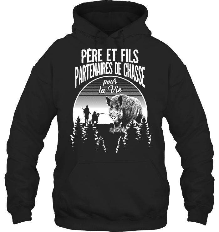 Père Et Fils Partenaires De Chasse Sanglier Sweat Capuche