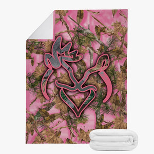 Buck Doe Camo Rose Couverture Plaid Premium