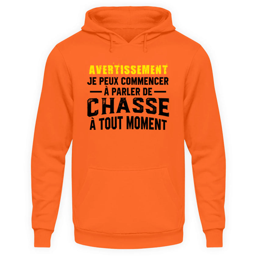 Avertissement Chasse Sweat Capuche Orange Fluo