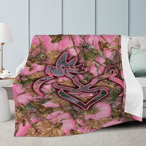 Buck Doe Camo Rose Couverture Plaid Premium