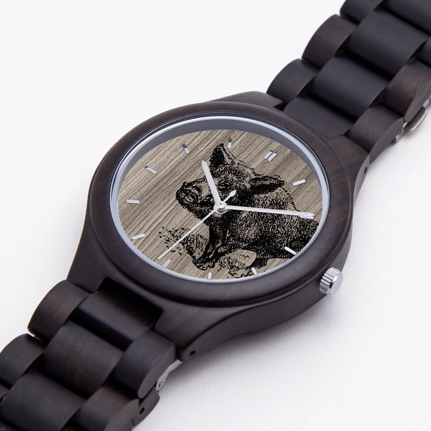 Sanglier Montre En Bois Foncé