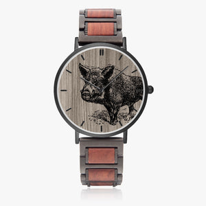 Sanglier Vintage Montre en Bois