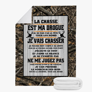 La Chasse Est Ma Drogue Couverture Plaid Premium