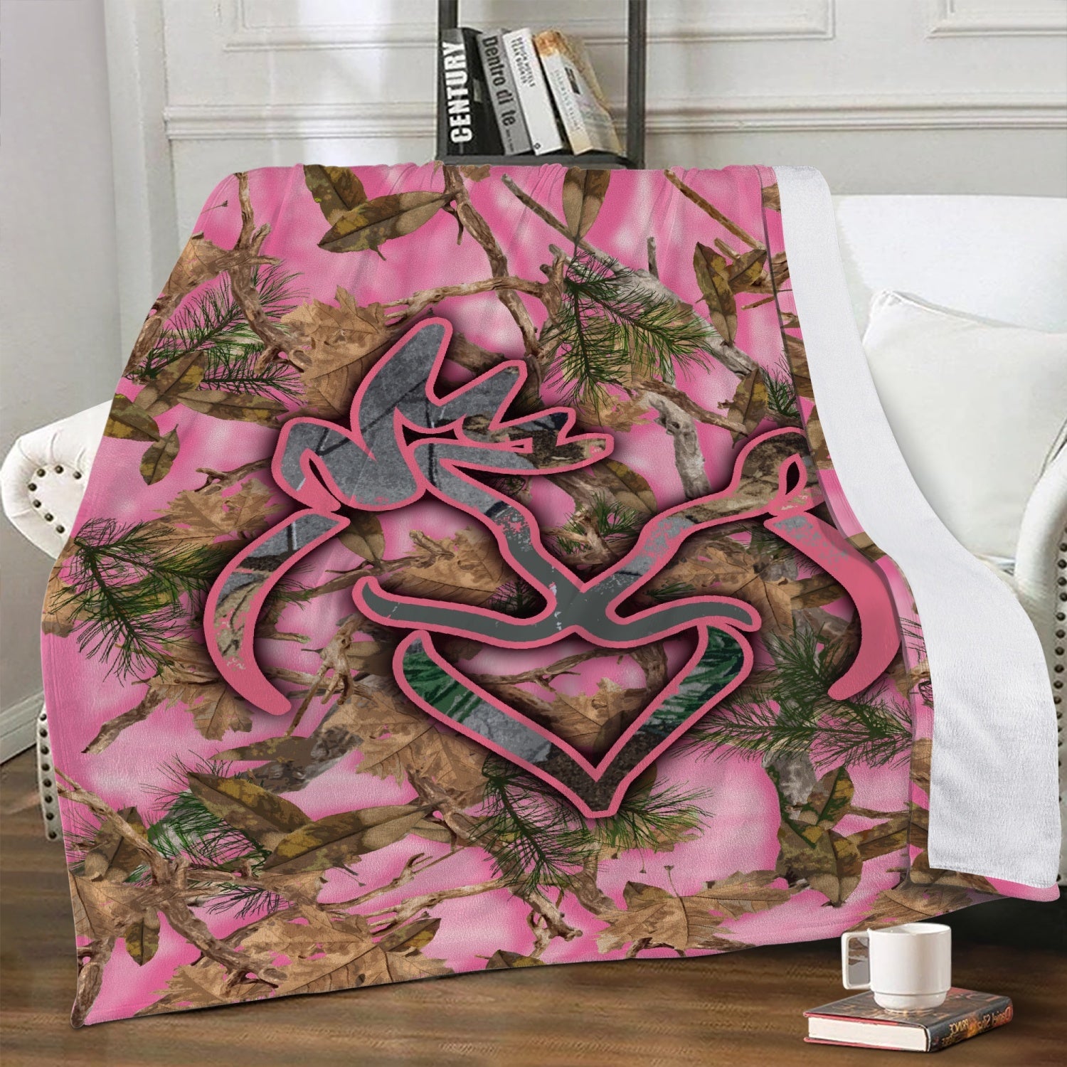 Buck Doe Camo Rose Couverture Plaid Premium