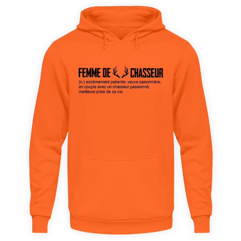 Femme De Chasseur Sweat Capuche Orange Fluo