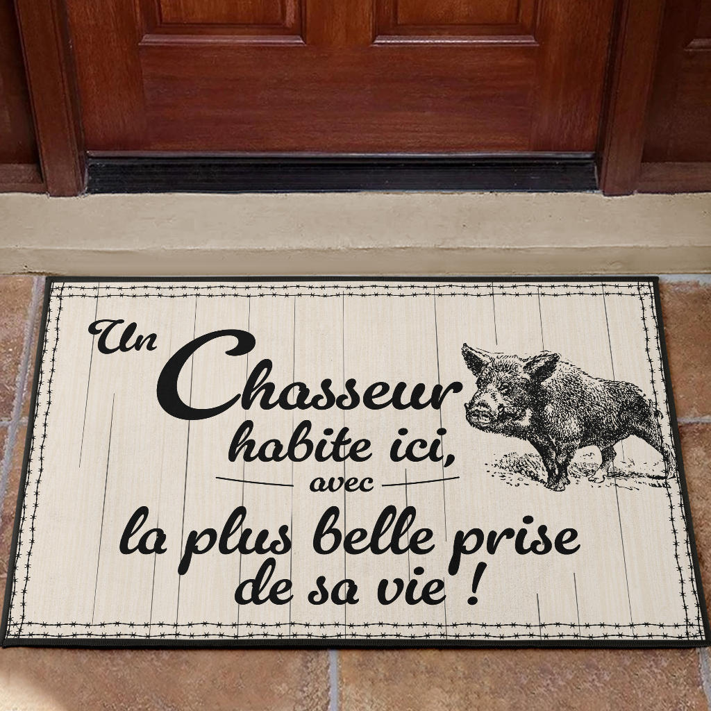 Un Chasseur Habite Ici Paillasson (Intérieur / Extérieur)