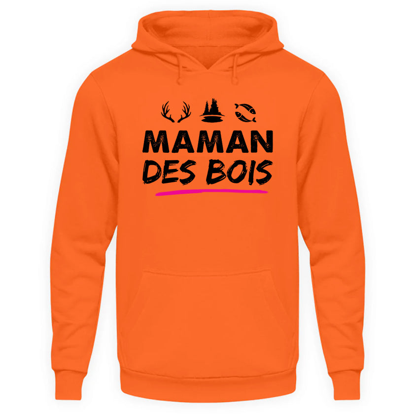 Maman Des Bois Sweat Capuche Orange Fluo