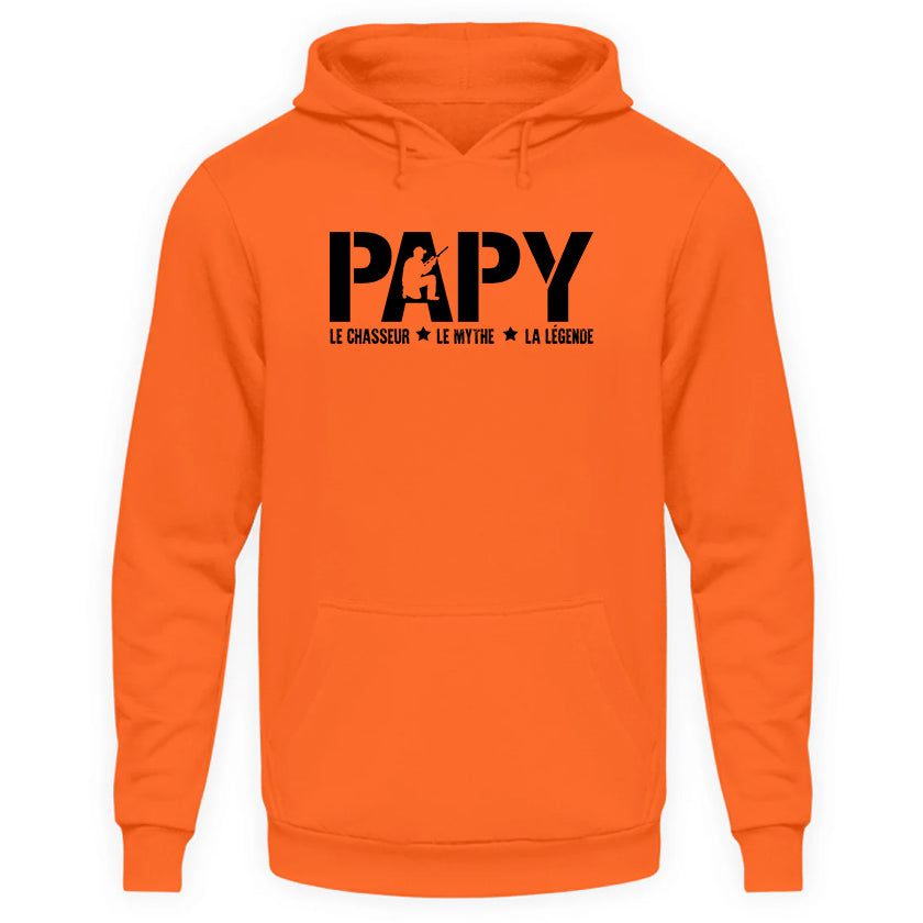 Papy Légende Chasse Sweat Capuche Orange Fluo