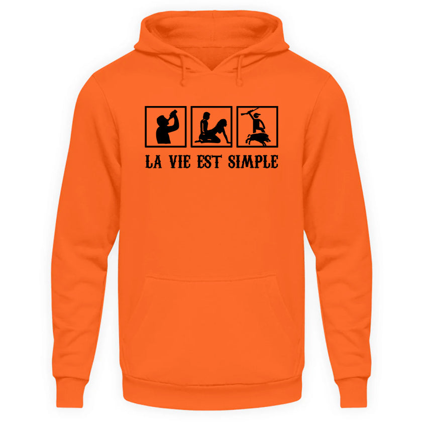 La Vie Est Simple Sanglier Sweat Capuche Orange Fluo