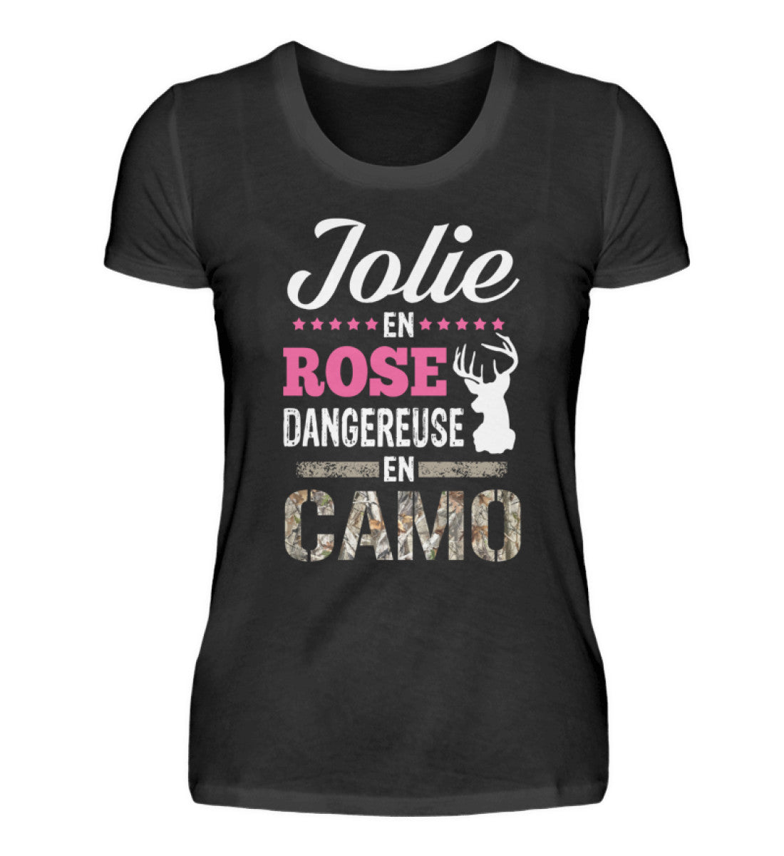 Jolie En Rose Camo T-shirt Femme - Women Premium Shirt